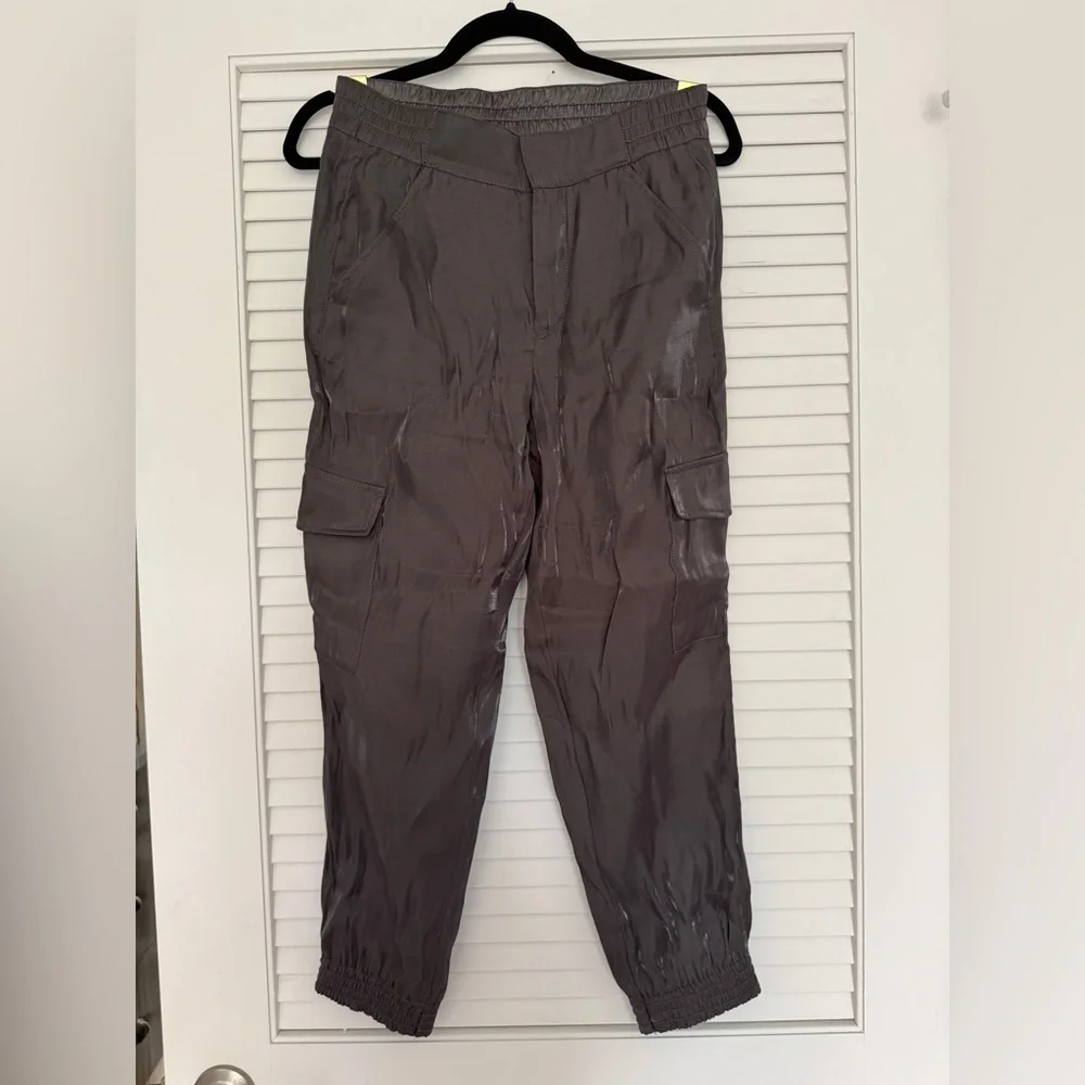 Anthropologie Dark green/Gray Shimmer Shine Joggers Cargo Pants Medium XSP - Picture 5 of 7